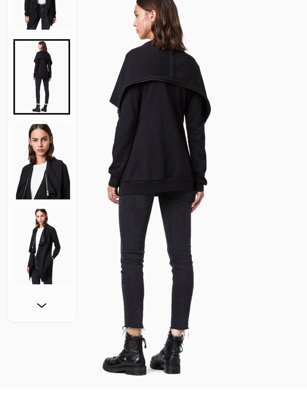 AllSaints Black Zip-Trim Hoodie Cardigan - Picture 2 of 10